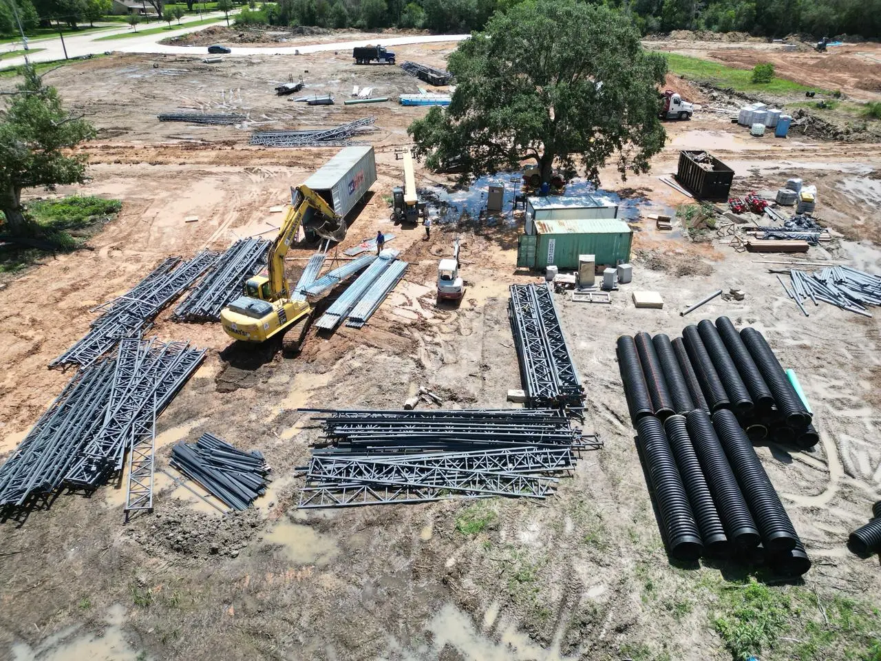 Construction worker inspecting a site
