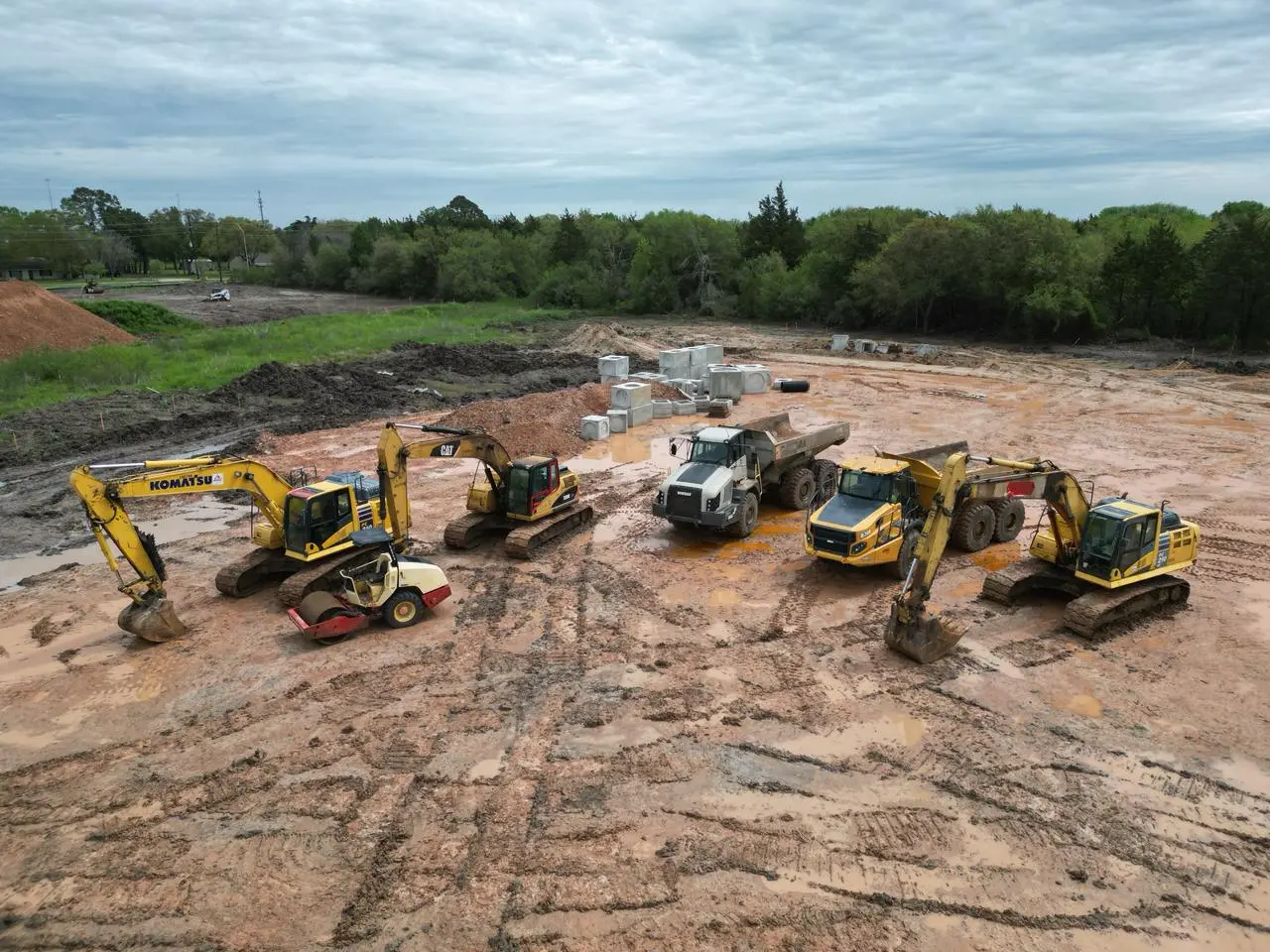 Construction site with cranes and building in progress